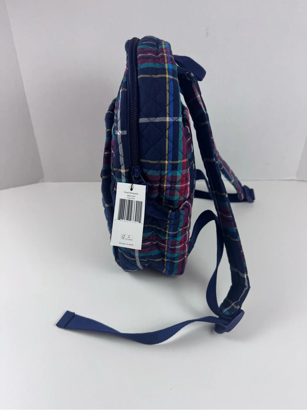 NWT Vera Bradley Navy Tartan Plaid Quilted Small Backpack